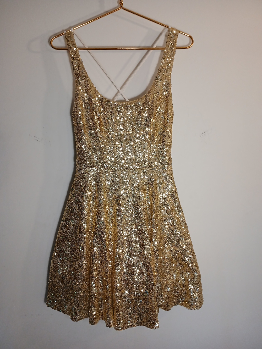B Darlin Gold Sequin Fit-and-Flare Mini Dress - Picture 6 of 13